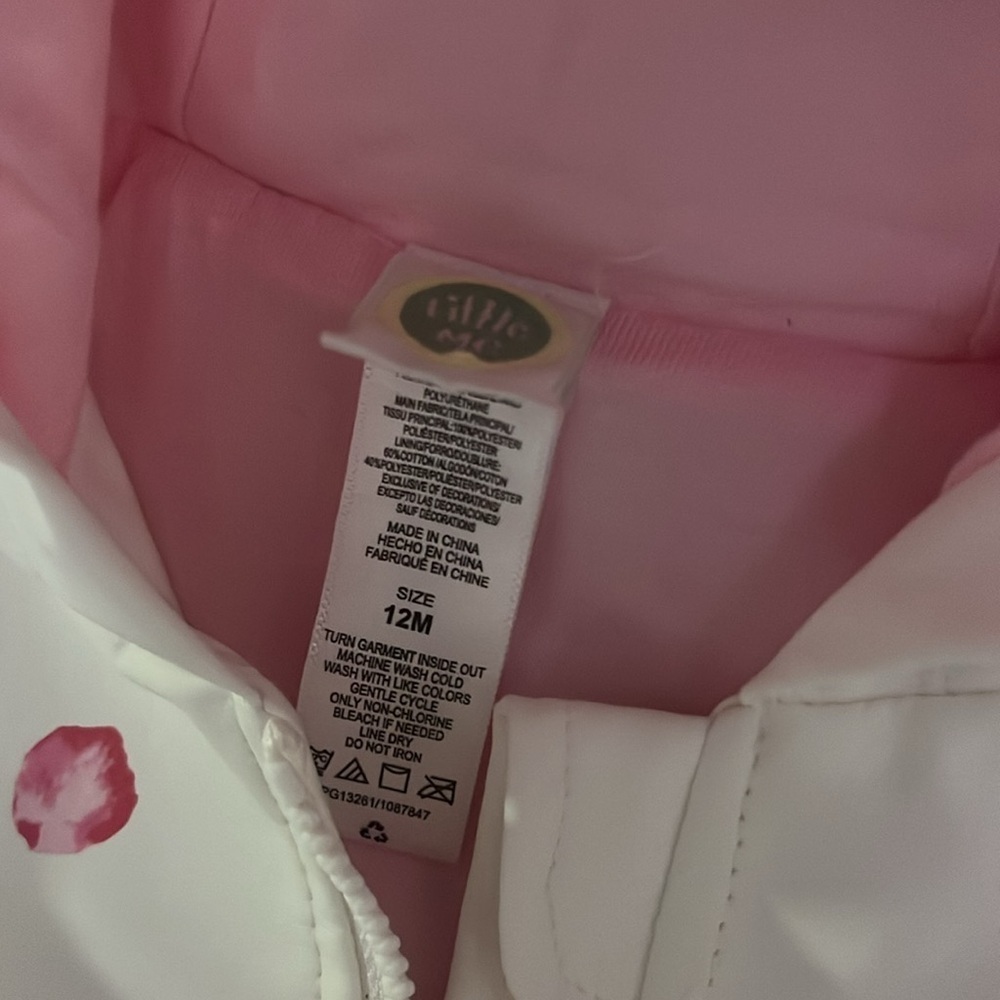Baby girl Floral Hooded Jacket with Pink and Blue Accents - Picture 2 of 2